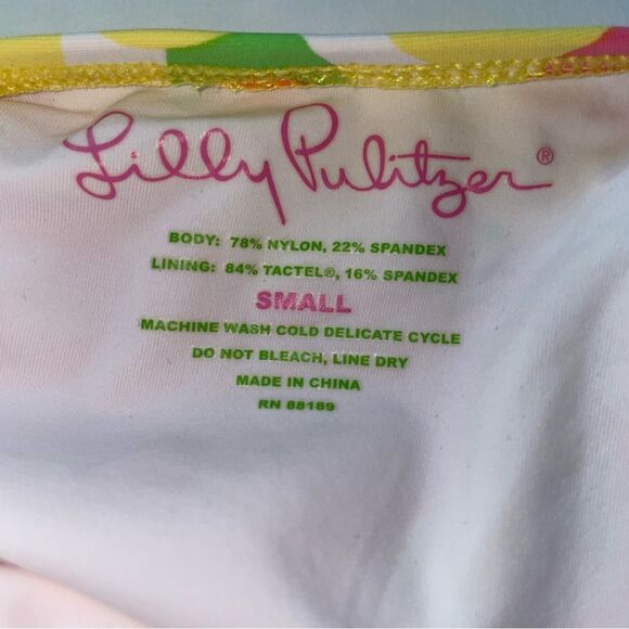 Lilly Pulitzer One Piece Swimsuit Pink Yellow Floral Halter Top Size Small - Picture 6 of 7